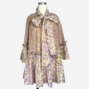 Yvonne S. Angelica Mini Dress in Light Linen handmade ruffle avant garde boho S